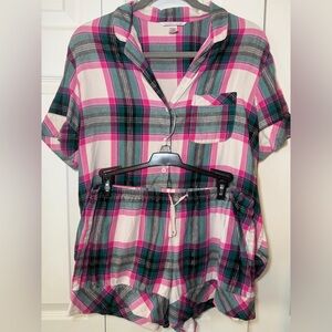 Victoria’s Secret Plaid Pink and Green Pajama Set